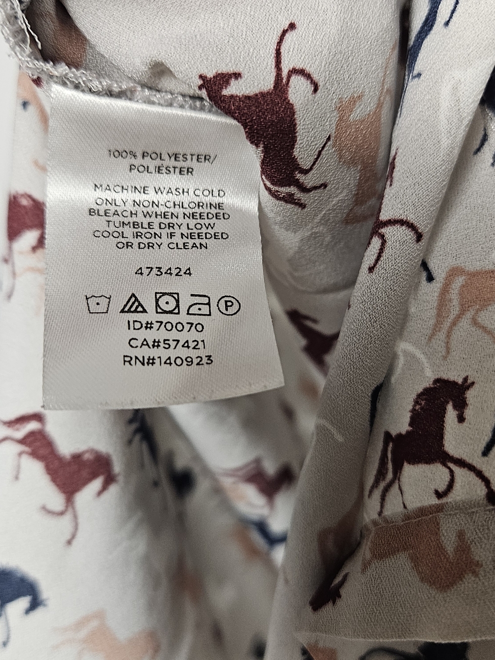 LOFT Cream Blouse with Multicolor Horse Print - Picture 2 of 4